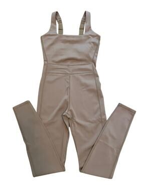 Girlfriend Collective Tan/Cream Jumpsuit Lux Paneled Unitard Women S #6185-WS-SM